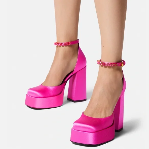 Versace Fuchsia Aevitas Single Platform Pumps - Picture 3 of 14